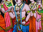 Krishna lifting Goverdhan Batik Cotton Wall Hanging Painting : Size 43"x30" Inches - color: Goverdhan