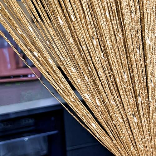 ave split Decorative Door String Curtain Wall Panel Fringe Window Room Divider Blind Divider Tassel Screen Home 100x200centimeter (Champagne18) - color: Champagne