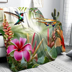 Summer Hummingbird Floral Throw Blanket for Women Kids Girls Mom Farmhouse Purple Flower Bird Pretty Blankets Nursery Bedroom Mother's Day Decor Soft Cozy Lightweight Blanket Throw 40"x50"