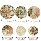 Boho Wall Basket Decor Set of 6 - Hanging Woven Basket Wall Decor, Handcrafted Round Flat Seagrass Baskets Wall Art, for Modern、Farmhouse、Home - Unique Modern Wall Basket Decor - style: Modern Classics