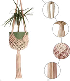 2 Pack Macrame Hanging Planters with Patterns - Stylish Plant Hangers Crochet Boho Plant Holder Hanging Plant Basket for Up to 6 Inch Pots(Caramel)