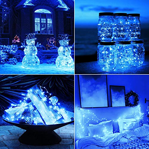 Olafus 16 Pack Blue Fairy Lights Battery Operated, IP68 Waterproof Mini String Light, 7ft Small LED Bottle Light for Wedding Vase Centerpieces Table Decorations Christmas Indoor Party Jars Gift - color: Blue