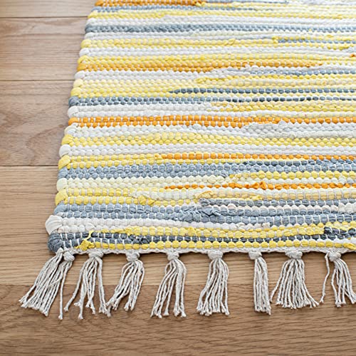 SAFAVIEH Rag Rug Collection Accent Rug - 4' x 6', Gold & Multi, Handmade Boho Stripe Cotton, Ideal for High Traffic Areas in Entryway, Living Room, Bedroom (RAR129N) - color: Gold/Multi, size: 4' x 6' (Rectangular)