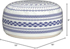 MOCOFO Unstuffed Round Pouf Covers Boho Colorful Geometric Ottoman Pouf Cover with Handle Design,Decoration Footstool for Living Room,Bedroom,Patio (Blue,18x18x8)