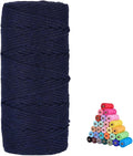 FLIPPED Macrame Cord,3mm x109 Yards Cotton Macrame Cords Colored Cotton Macrame Rope Craft Cord for DIY Crafts Knitting Plant Hangers Christmas Wedding Décor (Dark Blue, 3mm*109yards)