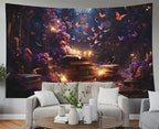 EMMTEEY Medieval Books Mens Tapestry 92.5X70.9 Inch - Mystical Butterflies Wall Art for Living Room Fantasy Fairy Backdrop for Bedroom Dorm