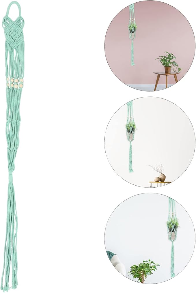 ABOOFAN Hanging Flower Pot Macrame Wall Pot for Plants Indoor Plant Hangers Indoor Macrame Woven Hanger Stands Stand Net Decor Hanging Basket Wooden Bohemia