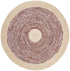 SAFAVIEH Cape Cod Collection 6' Round Rust / Natural CAP210P Handmade Braided Jute & Cotton Area Rug - color: Rust/Natural, size: 6' (Round)