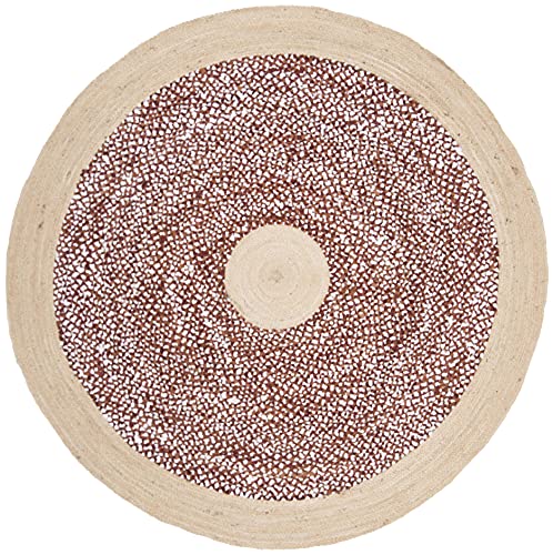 SAFAVIEH Cape Cod Collection 6' Round Rust / Natural CAP210P Handmade Braided Jute & Cotton Area Rug - color: Rust/Natural, size: 6' (Round)