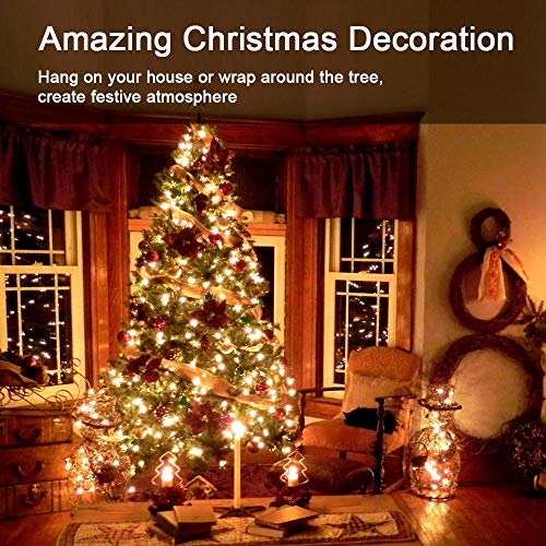 Brizled Christmas Lights, 600 Count 139.2ft Incandescent Mini Lights, Connectable 120V UL Certified for Xmas Wedding Bedroom Porch Decor, White Wire, Warm White - color: Warm White - 4 Pack