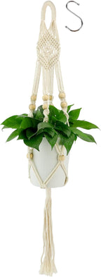 Hanging Planter, Macrame Plant Hanger, Indoor/Outdoor, Large, White, Round, Boho Style