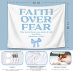 LIANGW Blue Bow Christian Tapestry, Inspirational Christian Tapestry for Women, Bible Bow Aesthetic for Girls Bedroom or Dorm Room，Based Blue Room Decor Aesthetic 50x60 inches 50x60 inch