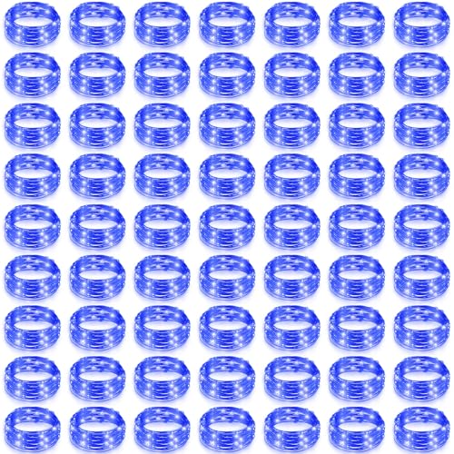 Hortsun 100 Packs Fairy Lights Battery Operated 3 Speed Modes, 7 Ft/ 2 M 20 LED Battery String Mini Waterproof Wire Twinkle Lights Bulk for Wedding Party Birthday Vases Decor (Blue Light) - color: Blue Light