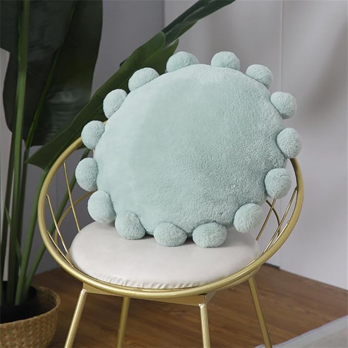 Boho Round Floor Pillow with Tassels – Decorative Circle Cushion for Kids, Plush Throw Pillow for Chair Sofa Bed, Accent Pillow for Living Room, Reading Nook, Indoor & Outdoor Use (Green)