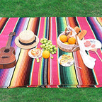 Xplanet Mexican Serape Blanket, 84 X 59 Inch, Cotton, Rectangular, Rose Pink, Tablecloth, All-Season, Tassel - color: Rose Pink