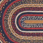 VHC Brands Stratton Primitive Jute Blue Striped Accent Rug Decor Oval w/Floor Pad 60"x96" - size: 60x96