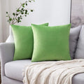 MIULEE Velvet Throw Pillow Covers 18x18 Inch, Pack of 2 - Lime Green, Soft Solid Decorative Pillow Covers Cushion Cases Modern Luxury Home Decor for Spring Couch Sofa Bedroom Livingroom