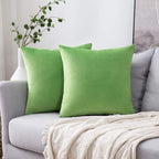 MIULEE Velvet Throw Pillow Covers 18x18 Inch, Pack of 2 - Lime Green, Soft Solid Decorative Pillow Covers Cushion Cases Modern Luxury Home Decor for Spring Couch Sofa Bedroom Livingroom