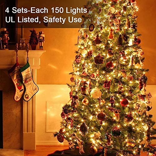 Brizled Christmas Lights, 600 Count 139.2ft Incandescent Mini Lights, Connectable 120V UL Certified for Xmas Wedding Bedroom Porch Decor, White Wire, Warm White - color: Warm White - 4 Pack