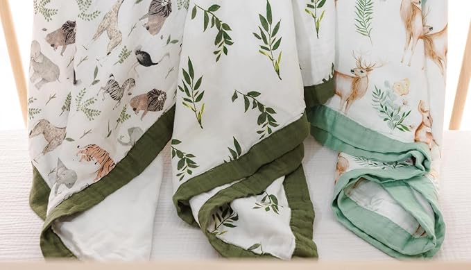 Little Jump Muslin Quilt Toddler Blanket - Silky Soft and Breathable Baby Quilt - Oversized 47" x 47" - 2 Layers Muslin Baby Blanket for Boy and Girls (Jungle-2)