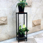 Zhongma 2 Tier 39.5" Tall Plant Stand with Slate Top, 12.4 x 10.63 x 39.5 inches, Square Flower Shelf for Balcony, Home, Garden, Backyard Patio with Adjustable Leveling Feet