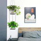 ARTORA 2 Pack Metal Plant Hanger, Modern Plant Hanging Basket Decorative Black Plant Pot Holder Flower Planter Hanging Chain for Balcony Porch Indoor Outdoor Home Decor (Black 2PCS)