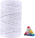 FLIPPED 100% Natural Cotton Macrame Cord,5mm x110 Yards Macrame Cords Colored Cotton Macrame Rope Craft Cord for DIY Crafts Knitting Plant Hangers Christmas Wedding Décor（White）