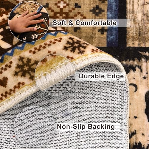 LOKHOM Bear Runner Rug, 2x6 Non-Slip Cabin Washable Hallway Runner Rug with Rubber Backing, Low Pile Soft Rustic Western Buffalo Kitchen Rug for Laundry Bedroom Entryway Nursery - color: Vintage Bear, size: 2' x 6' (Runner)
