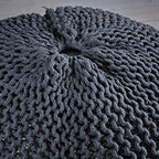 Christopher Knight Home Ansel Knitted Cotton Pouf, Dark Grey - color: Dark Grey