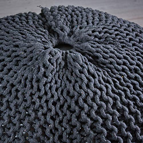 Christopher Knight Home Ansel Knitted Cotton Pouf, Dark Grey - color: Dark Grey