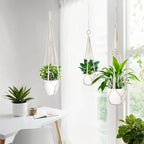 1 Pack Macrame Plant Hanger,Hanging Plant Holder, Boho Home Decor Hanging Basket with Wood Beads,Hanging Planters for Indoor Plants,Plant Hanger Indoor 35" Ivory (POTS NOT Included)