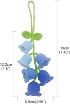 Car Rearview Mirror Hanging Ornament,Crochet Flower Basket Plant Car Accessories,Handmade Knitted Car Ornament Boho Car Accessories for Women (Lily of The Valley(Blue))