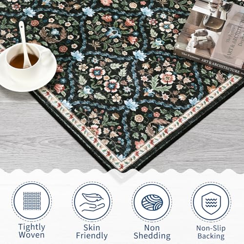 ROYHOME Small Rug Moroccan Trellis Washable Area Rug Doormat Stain Resistant Non-Slip Entryway Rug Distressed Floral Floor Carpet for Indoor Front Entrance Kitchen Bathroom, Black, 2' x 3' - color: Black, size: 2' x 3' (Rectangular)