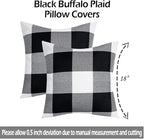 CARRIE HOME Buffalo Plaid Pillow Covers 18x18 Set of 2 Black and White Outdoor Throw Pillows Black Buffalo Check Pillow Covers Farmhouse Decor for Couch Sofa and Bed