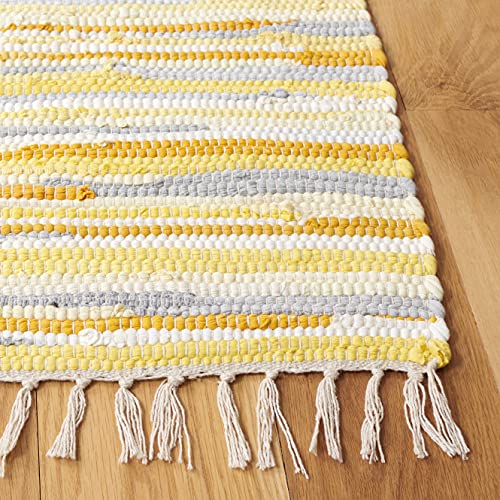 SAFAVIEH Rag Rug Collection Accent Rug - 2' x 3', Gold & Multi, Handmade Boho Stripe Cotton, Ideal for High Traffic Areas in Entryway, Living Room, Bedroom (RAR129N) - color: Gold/Multi, size: 2' x 3' (Rectangular)