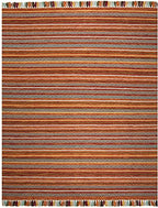 SAFAVIEH Montauk Collection Area Rug - 5' x 8', Rust & Multi, Handmade Boho Stripe Fringe Cotton, Ideal for High Traffic Areas in Living Room, Bedroom (MTK901D) - color: Rust/Multi, size: 5' x 8' (Rectangular)