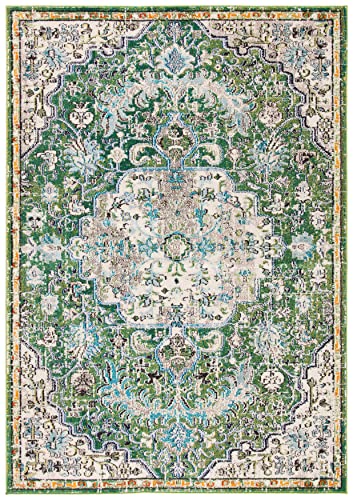 SAFAVIEH Madison Collection Accent Rug - 2'2" x 4', Green & Turquoise, Medallion Distressed Design, Non-Shedding & Easy Care, Ideal for High Traffic Areas in Entryway, Living Room, Bedroom (MAD447Y) - color: Green/Turquoise, size: 2'2" x 4' (Rectangular)