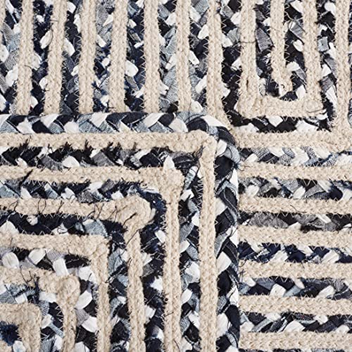 SAFAVIEH Braided Collection Area Rug - 5' x 8', Black & Navy, Handmade Farmhouse Cotton, Ideal for High Traffic Areas in Living Room, Bedroom (BRD260N) - color: Black/Navy, size: 5' x 8' (Rectangular)