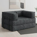 WLIVE 60'' Futon Sofa Bed, Convertible Sleeper Sofa, Folding Pull Out Couch Boneless Mattress with Fixed Frame, Corduroy, with Storage Pocket, Grey