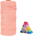 flipped 100% Natural Macrame Cotton Cord,3mm x109 Yard Twine String Cord Colored Cotton Rope Craft Cord for DIY Crafts Knitting Plant Hangers Christmas Wedding Décor (Meat Pink, 3mm*109yards)