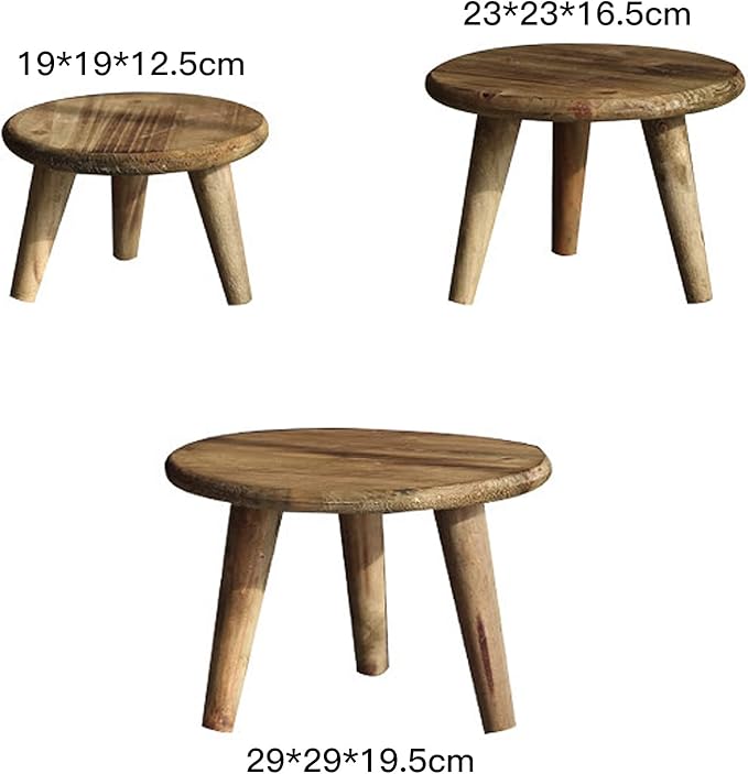 Mini Round Wooden Stool, Indoor Plant Stand Table, Decorative Wooden Stool Display Stand Modern Plant Stand Flower Pot Holder for Outdoor Indoor Home Garden Patio(M)