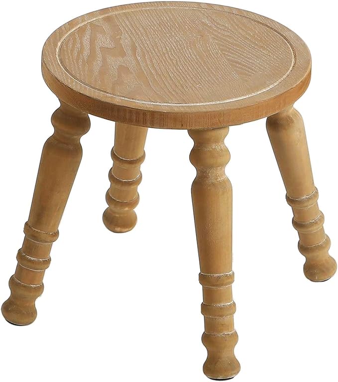 100% Solid Wooden Step Stool, Solid Wooden Stool for Adults, Small Wood Plant Stools, Short Stool for Bathroom, Kitchen, Bedroom, Plant Stand