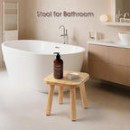 Solid Wood Step Stool 9.3" - 300lbs Capacity Plant Stand Indoor, Smal Stools to Sit on, Multi-Use Footstool for Bathroom/Bedroom/Kitchen（Natural Color）