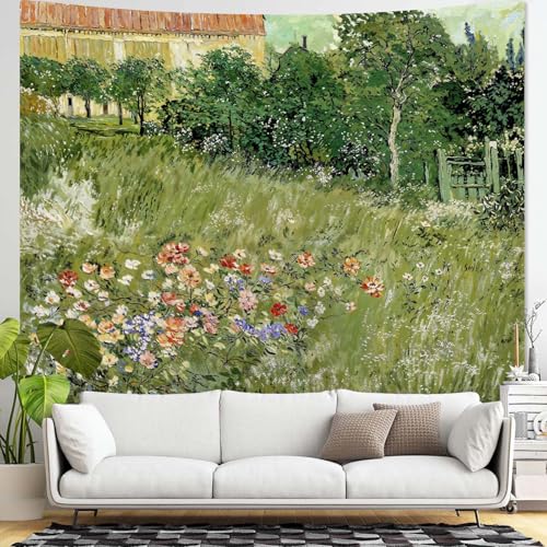 Yeoiat Van Gogh Tapestry Floral Wall Tapestry, Nature Tapestries for Bedroom Art Tapestries Wall Hanging for Bedroom Living Room 60"x80" - color: Green, size: 80"L x 60"W
