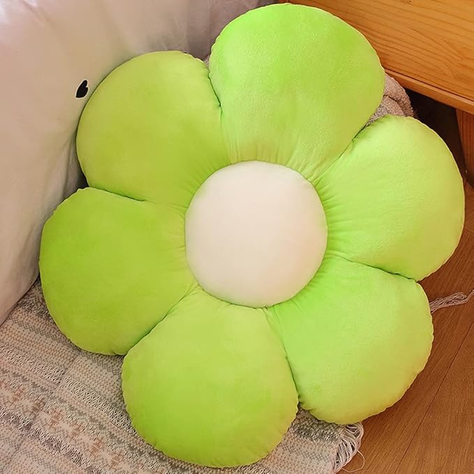 lannery Flower Plush Throw Pillows, Flower Floor Pillow Seating Cushion Toy for Reading, Room, Watching TV (19.7", Green)