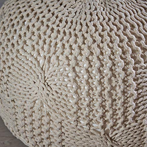 Christopher Knight Home Ansel Knitted Cotton Pouf, Beige - color: Beige