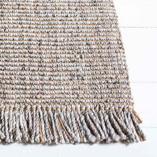 SAFAVIEH Natural Fiber Collection Accent Rug - 2' x 3', Grey & Natural, Handmade Woven Fringe Jute, Ideal for High Traffic Areas in Entryway, Living Room, Bedroom (NF826F) - color: Grey/Natural, size: 2' x 3' (Rectangular)