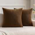 MIULEE Velvet Throw Pillow Covers 16x16 Inch, Pack of 2 - Chocolate, Super Soft Decorative Square Cushion Cases Modern Luxury Home Decor for Sofa,Couch,Bed,Chair