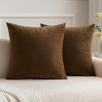 MIULEE Velvet Throw Pillow Covers 24x24 Inch, Pack of 2 - Chocolate,Super Soft Decorative Square Euro Cushion Cases Modern Luxury Home Decor for Bed,Bedroom, Sofa, Couch