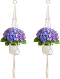 Macrame Plant Hangers 2 Pack Indoor Outdoor Hanging Planter Basket Handmade Rope Hanging Plant Holder for Indoor Outdoor Boho Home Decor 41 Inch, White